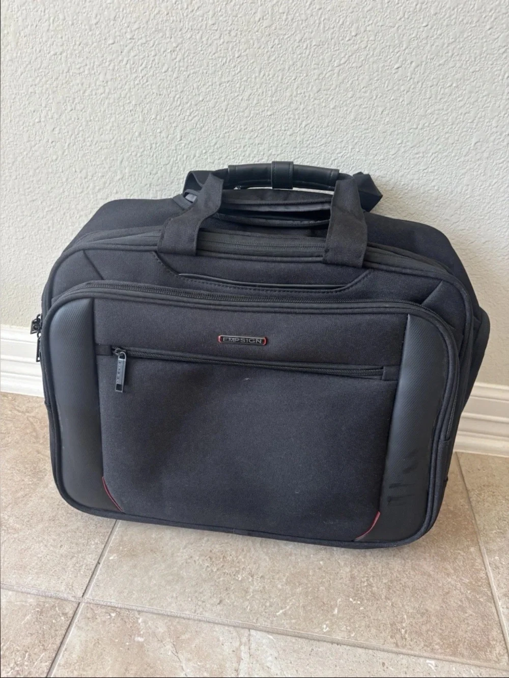 Black Rolling Laptop Bag, Briefcase Empsign brand, Excellent condition.